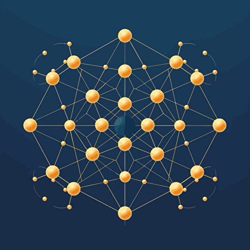 molecular structures, minimalist, Design, Logo, blue and gold, vector drawing, buckminster fuller
