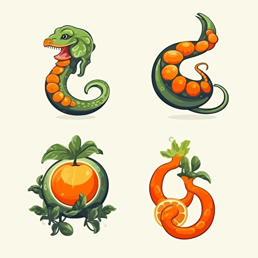logo design, orange, pamplemouse, citron et serpent, vectoriel, 4h, hd
