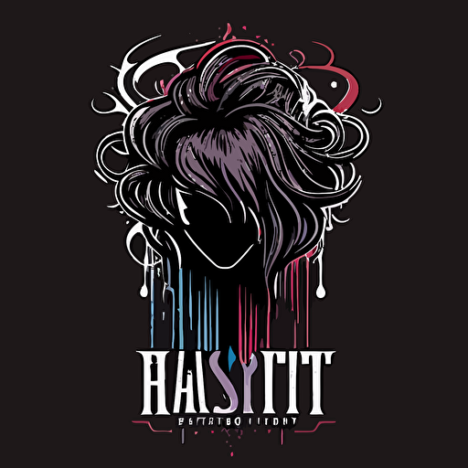 hair stylist logo,vector, drip style, dark color