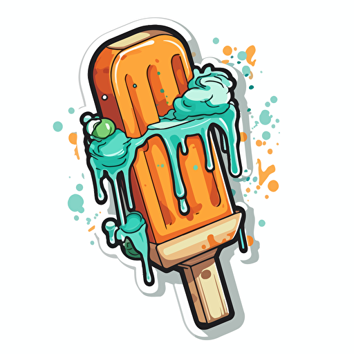 coolstick, vector art, white background, sticker