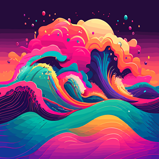 fun vector art, colorful, ocean water