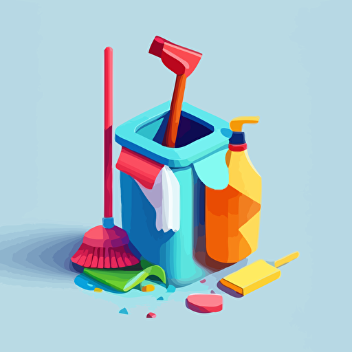cleaning vector image illustration, minimaliste, plastic, colorful