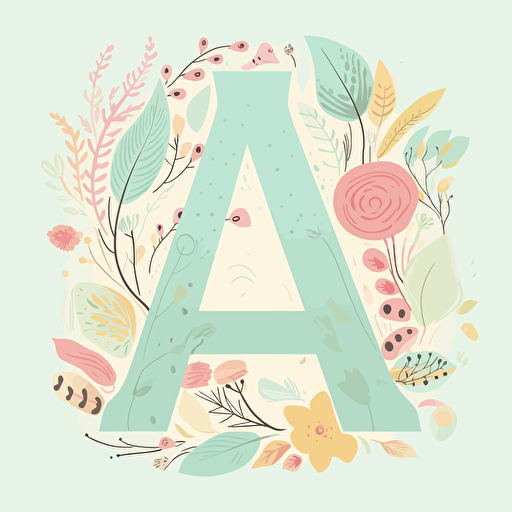 draw letter A , pastel color, vector for seed2525121812