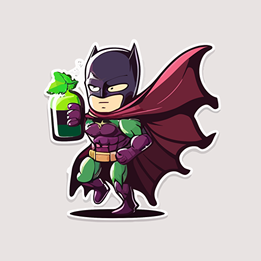 a super hero with the body of a single grape wearing a cape, 2d sticker like , vector::5