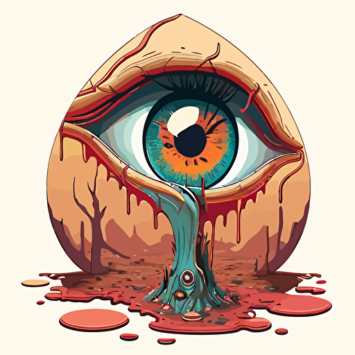 melted eyeball by moebius, comic book style, 2d vector art, flat colors