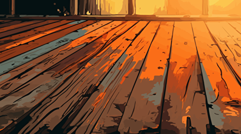 illustration, vector, old decrepit floorboards, orange in color, 2d animation