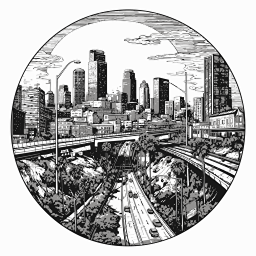 designed as a black and white gta style drawing, vector art, hd, details with circle