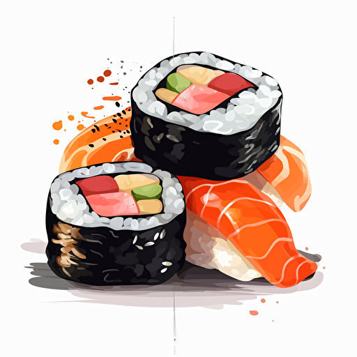 sushi, vector art, white background