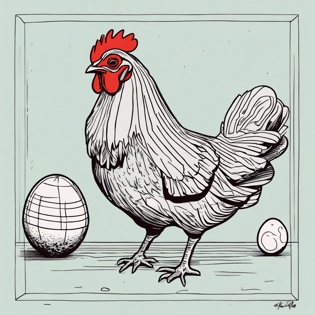a chicken laying an egg, illustration in the style of Matt Blease, illustration, flat, simple, vector
