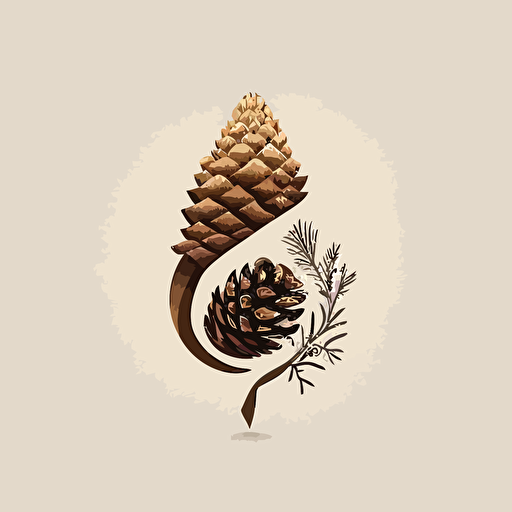 create a minimilist vector logo that is in the shape of an ampersand and a pine cone