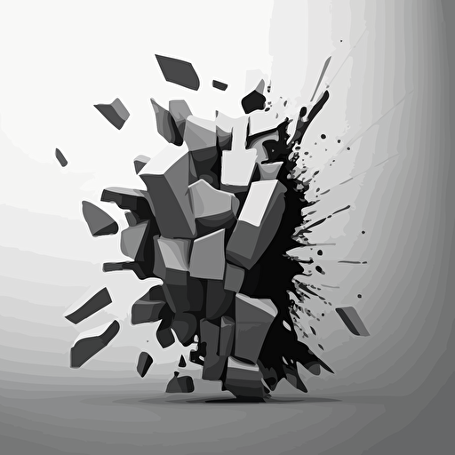 shattering concrete block minimalisti style vector art