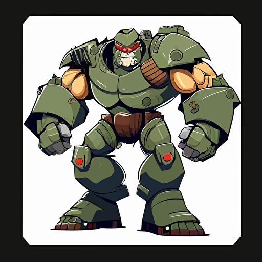military golem, vector logo, vector art, emblem, simple cartoon, 2d, no text, white background