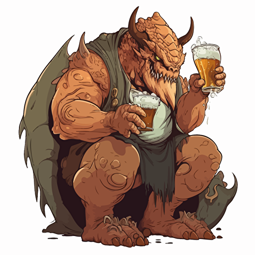 An dracola drinking a huge pint of beer, no background, fantasy art, vector image,