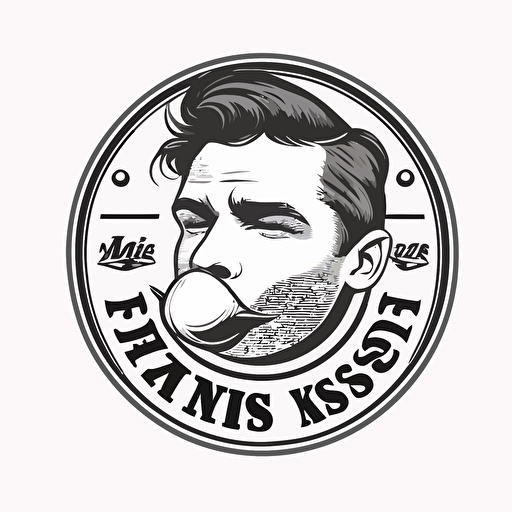 Mister Kisses, sports logo style, white background, vector