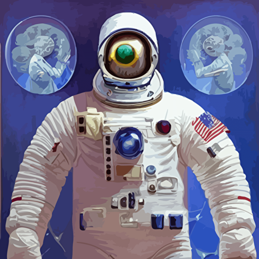 realistic extremely detailed photo style portrait painting complete astronaut suit exposed diamond 3d fractal lace iridescent bubble 3d skin clear brain retro futuristic water style hybrid mix beeple anton pieck jean delville amano yves tanguy alphonse mucha ernst haeckel edward robert hughes stanisław szukalski rich moody colors diamond dust glitter sparkles holographic krypton ion blue eyes octane render 4k f32
