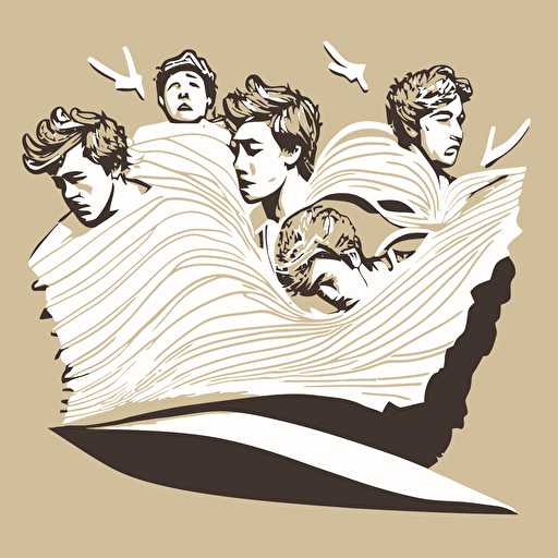 lying sheets of paper are blown one direction, vector illustration