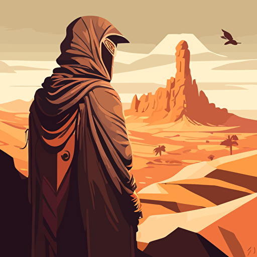 aarakocra monk in desert cliff side vector art