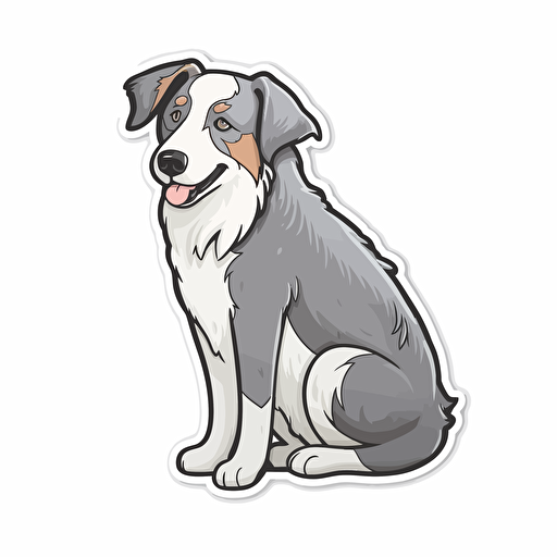 Vector illustration of a farm dog, hand-drawn, cartoonish, minimalistic, solid white background, kiss cut sticker