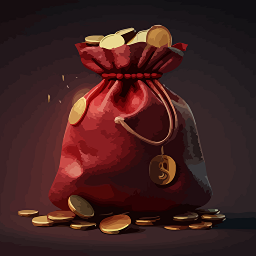 / tip of the red money bag vector with coins