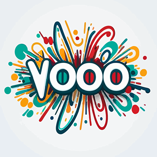 Logo text "woohoo", doodles style, vector, vivid color, only 3 colors, minimal, in white background, GenZ taste,