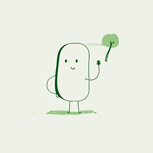 simple and cool illustration line funny drawing vector green white background