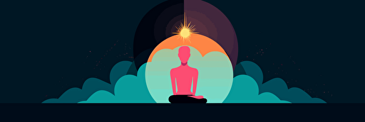 abstract image that represents deep thought and enlightenment, flat, minimalistic, creative, vector, illustration