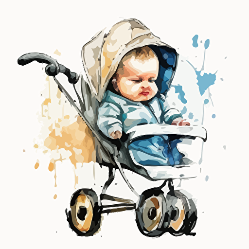baby watercolor tarshier vector,comic style, white background