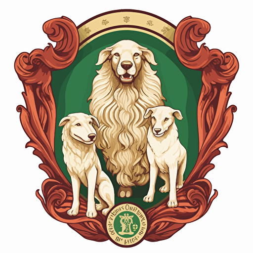 prompt family, coat of arms with a dog sheep image, vector high res