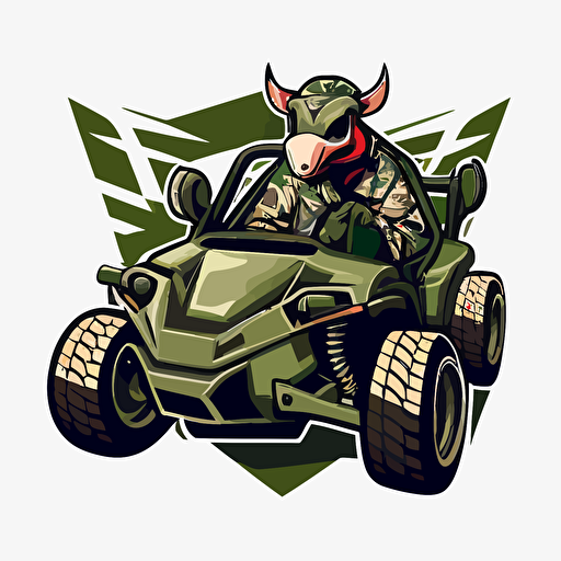 warthog, camo, go-kart, vector logo, vector art, emblem, simple, cartoon, 2d