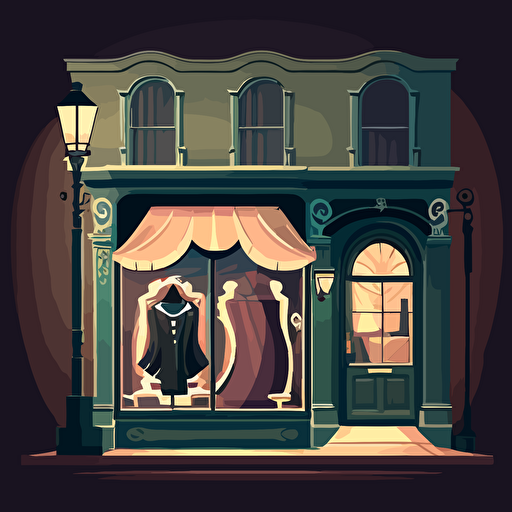 a vector illustration of a fancy cloth shop with dark clothes