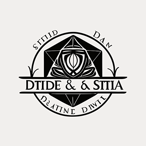 logo of a d&d stuff online shop, modern minimalist design, vector drawing, plain white background