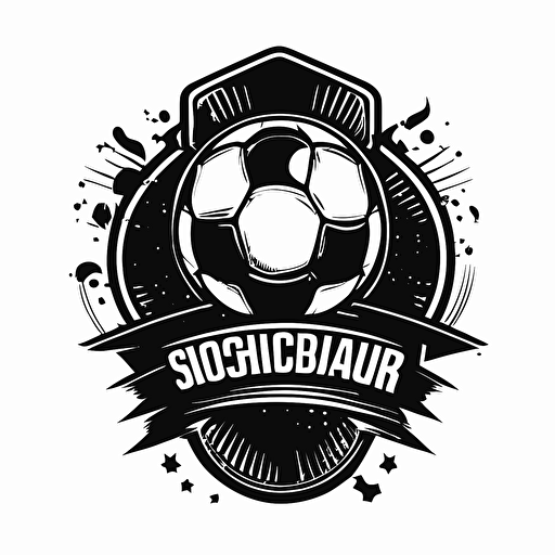 [style] iconic logo of a football, basketball and soccer program in black vector with white backround