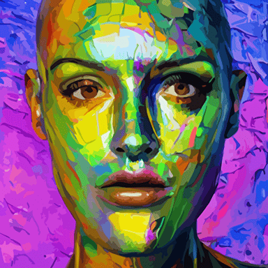 holographic human robotic head glossy iridescent face palette knife painting acrylic paint dried acrylic paint dynamic palette knife oil paintings vibrant palette knife portraits radiate raw emotions expressions palette knife paintings francoise nielly surrealistic 3d illustration human face non binary non binary model 3d model human cryengine holographic texture holographic material holographic rainbow concept cyborg artificial intelligence