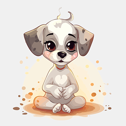 Vector style, a cute meditate dog happy dynamic, clear background, disney vector style, ultra brightness, HD