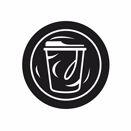 a simple logo, coffee cup, 2D, black and white, vector art, circular design,