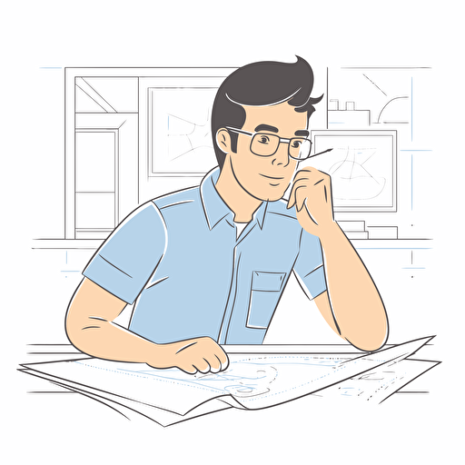 flat vector drawing of an architect