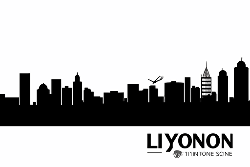 Skyline vector silhouette art of Lyon, on white background