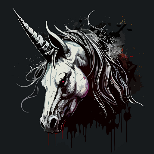 horror, unicorn logo, icon, vector, illustrator, head