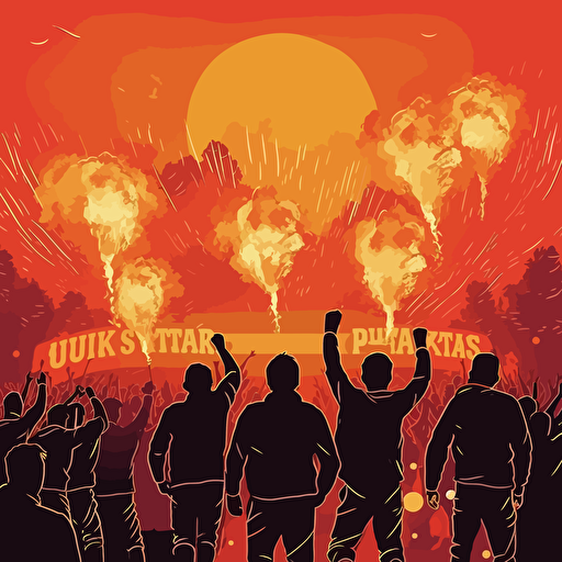 football ultras burning flares vector art