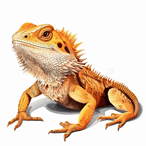 Bearded Dragon reptiles looking straight in the camera, white bg, vector