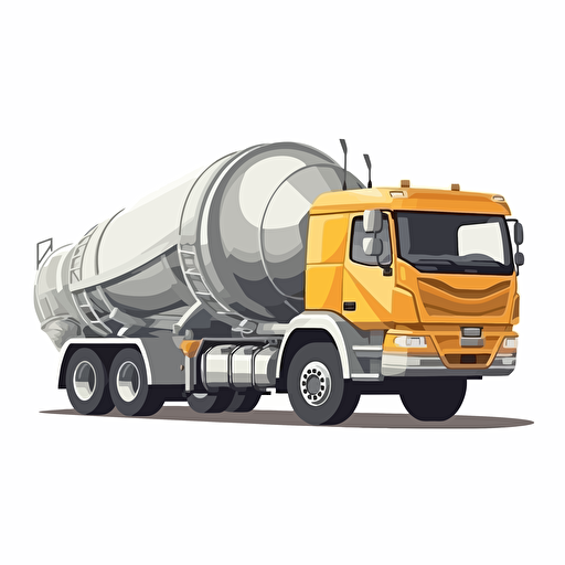 concrete mixer truck, high detailed, vector style, cartoon style, white background, profile view