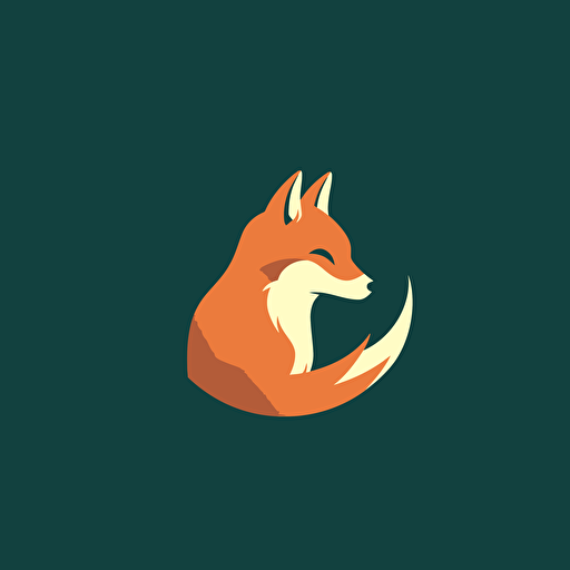 flat vector logo of circle, dark green gradient with hints of gold, a dark orange/red fox inside the circle facing right, simple minimal