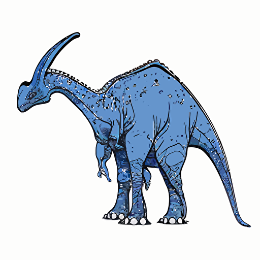 an orodromius dinosaur done in a line drawing style, vectorized, blue shading, white background
