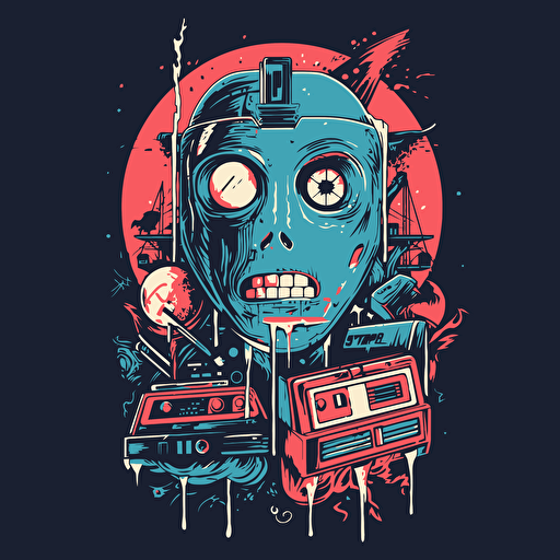1980s horror, VHS, Vector, Sticker