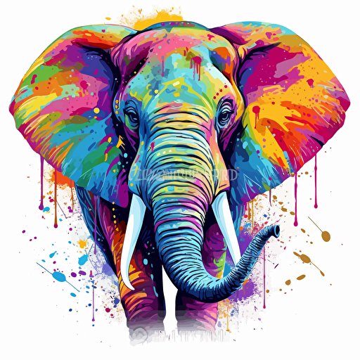 elefant by lisa frank, white background, vector