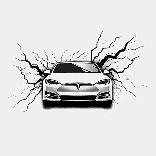 vector art, tesla lightning, minimalistic, white background