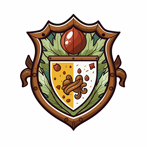 Vector cartoon shield crest of a acorn white background