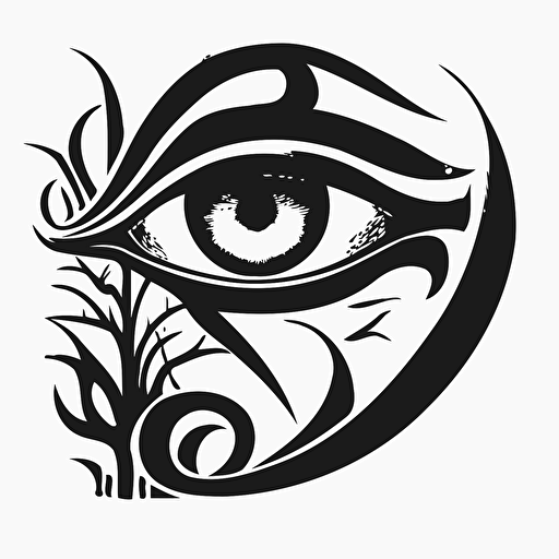 y2k style vector, eye of horus, black and white, cartoon, smooth