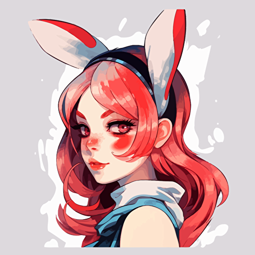bunny, vector art, white backround, anime artstyle, from the side