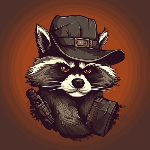 bandit raccoon, logo, 2d art, digital, vector